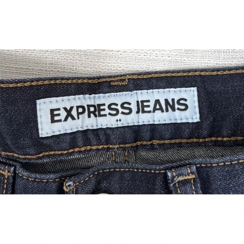 EXPRESS Rocco Slim Fit Straight Leg Men's Jeans 32x30 Dark Wash Denim Whiskering